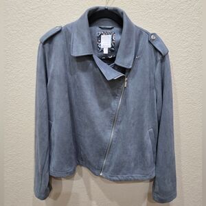 LC Lauren Conrad Slate Blue Suede Moto Jacket